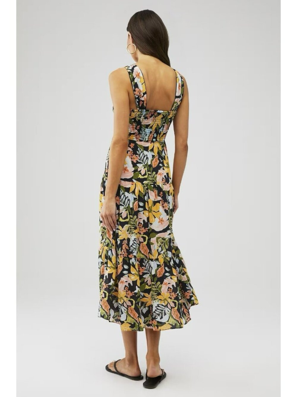 $297 Saylor Starlee Black Multicolor Floral Tiered Maxi Dress Women's size Small - Picture 2 of 14
